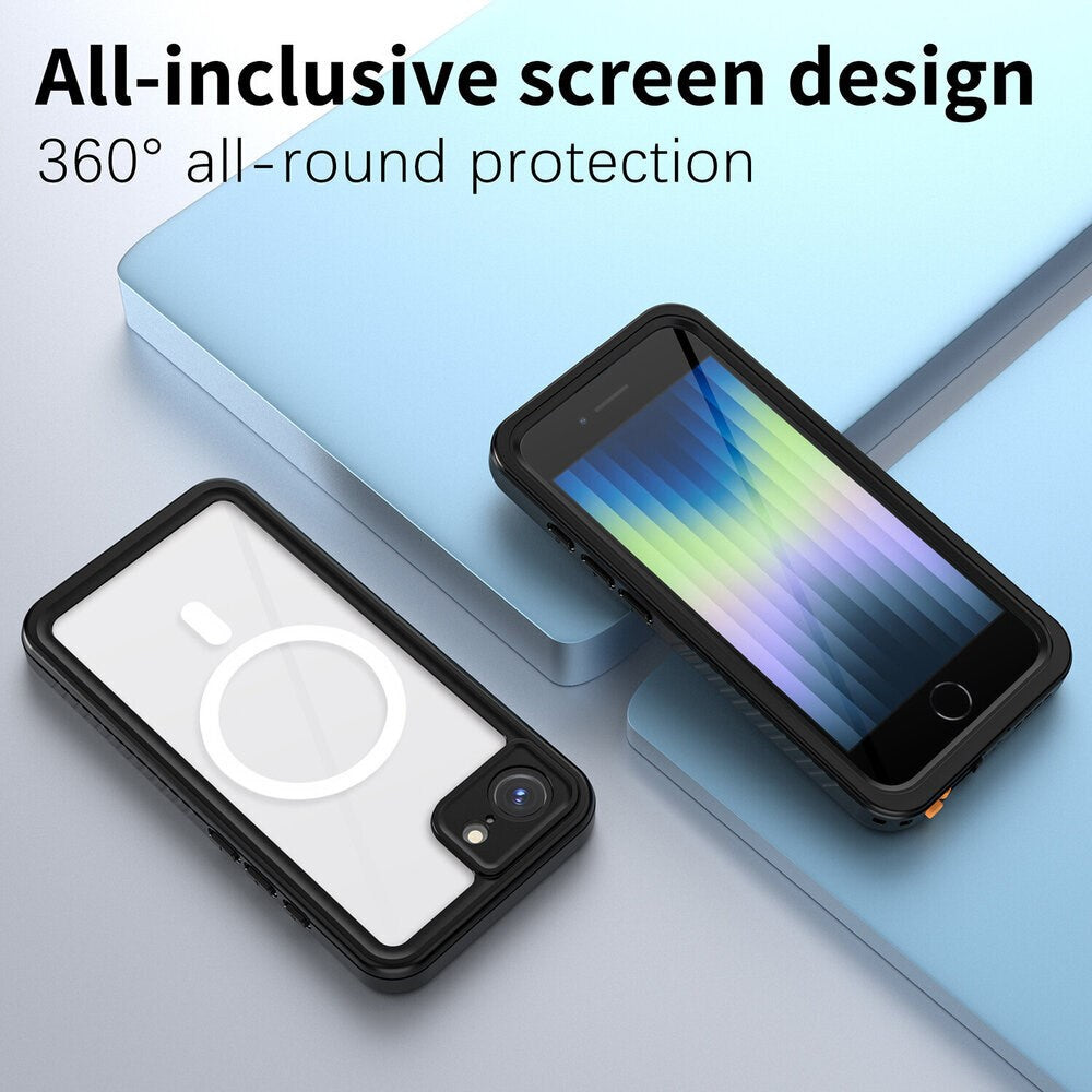 iPhone 17e / 16e 4Smarts Vandtæt 360 Cover - MagSafe Kompatibel - Gennemsigtig / Sort