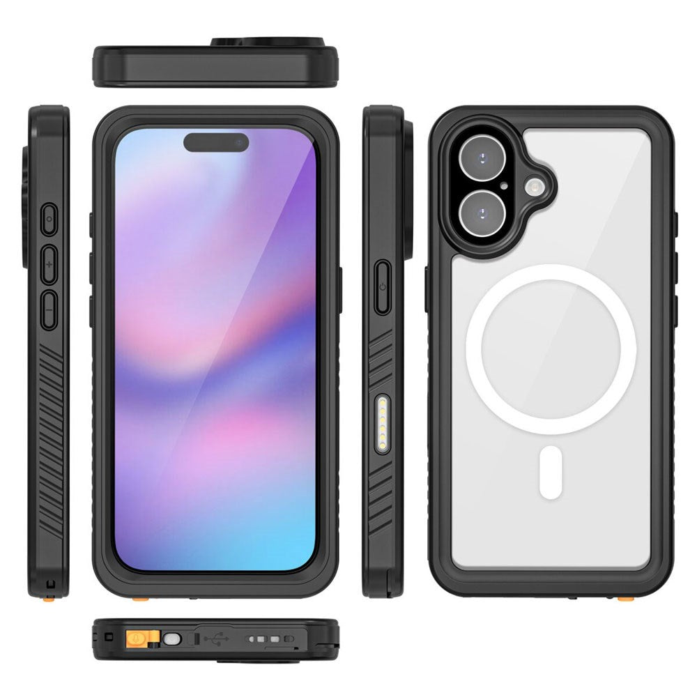 iPhone 17 4Smarts Vandtæt 360 Cover - MagSafe Kompatibel - Gennemsigtig / Sort