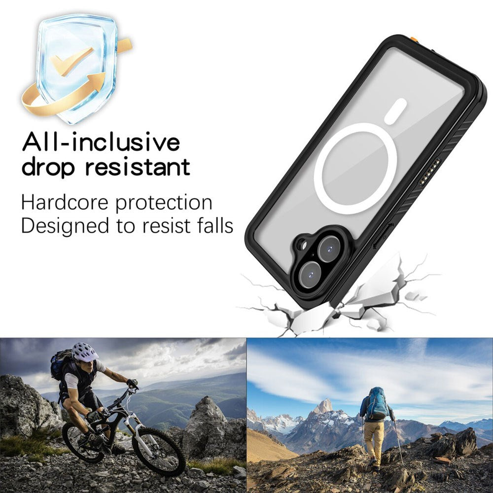 iPhone 17 4Smarts Vandtæt 360 Cover - MagSafe Kompatibel - Gennemsigtig / Sort