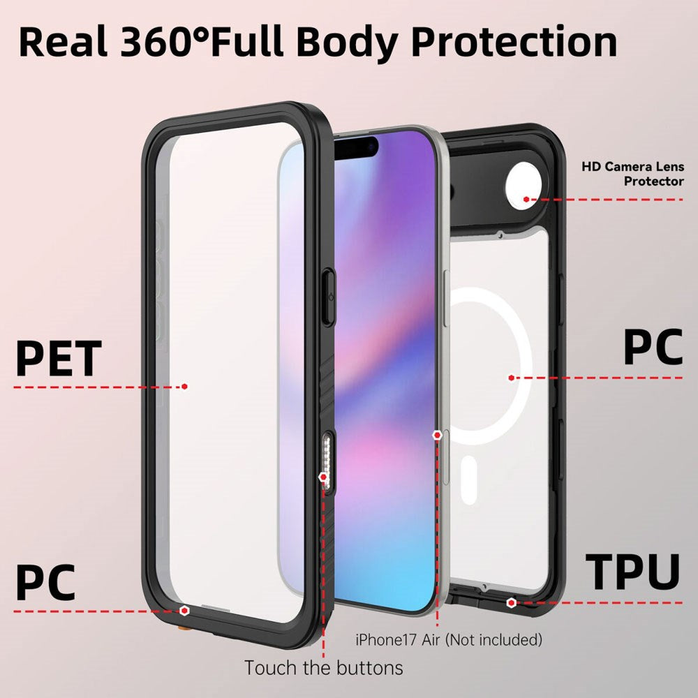 iPhone Air 4Smarts Vandtæt 360 Cover - MagSafe Kompatibel - Gennemsigtig / Sort