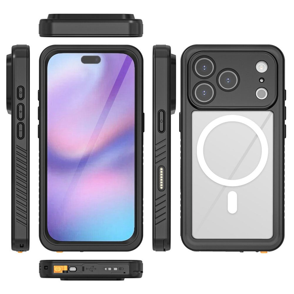 iPhone 17 Pro 4Smarts Vandtæt 360 Cover - MagSafe Kompatibel - Gennemsigtig / Sort