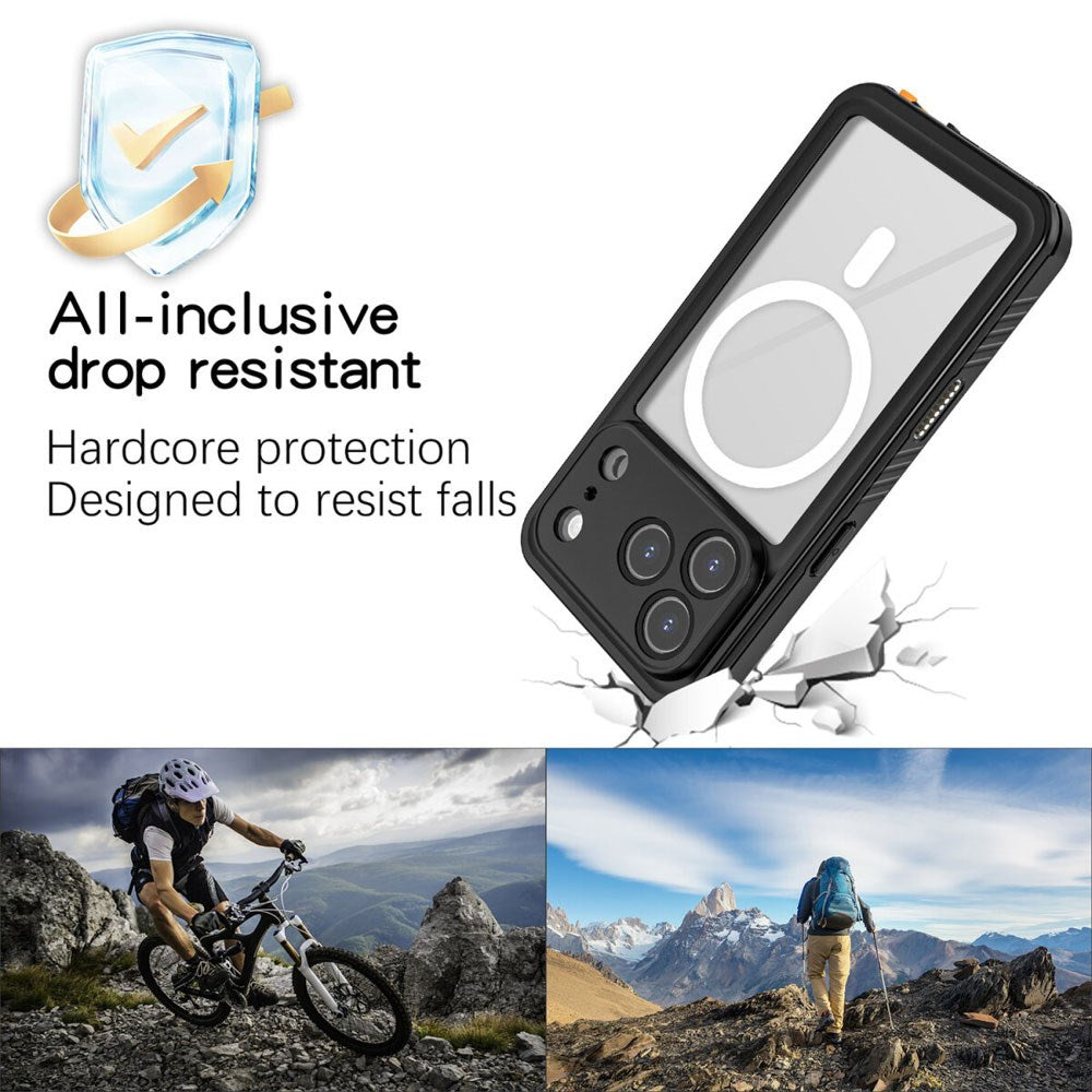 iPhone 17 Pro 4Smarts Vandtæt 360 Cover - MagSafe Kompatibel - Gennemsigtig / Sort
