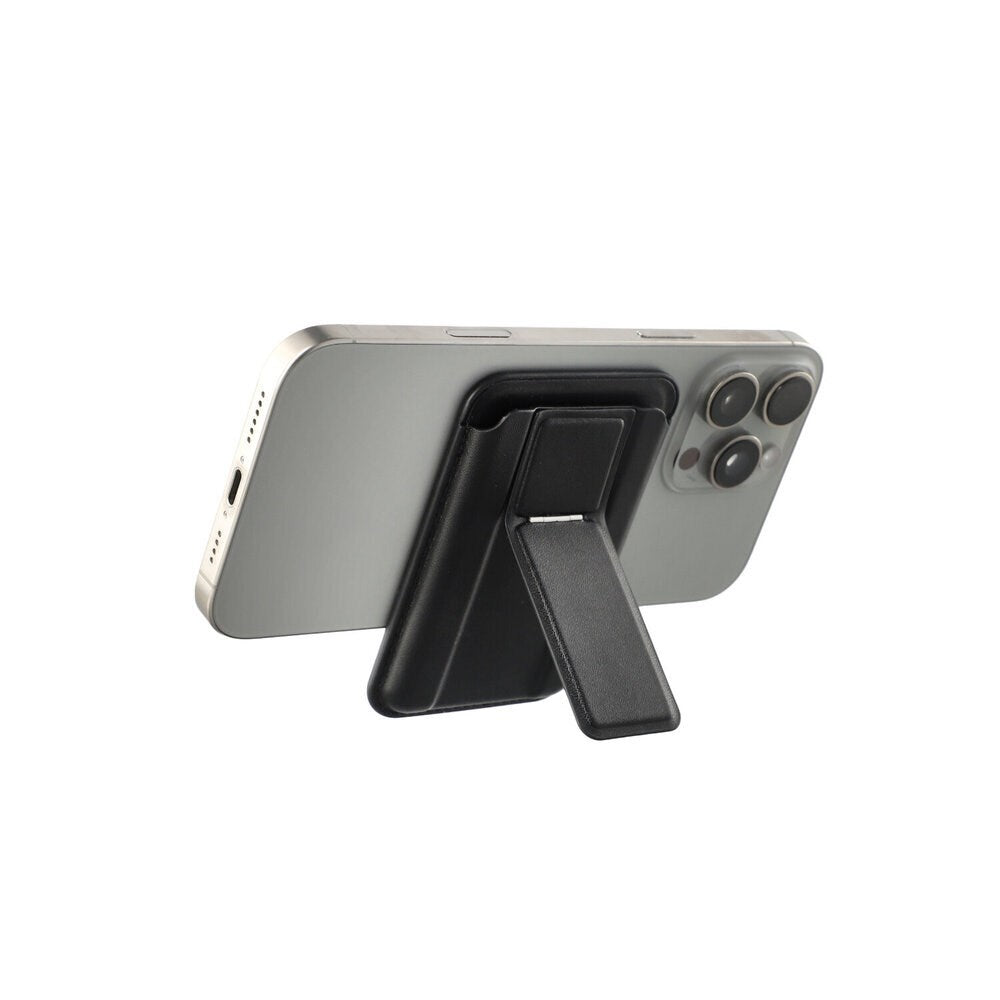 4smarts Magnetisk Kortholder m. Ståfunktion - MagSafe Kompatibel - Sort