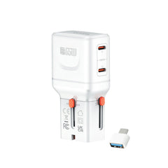 4smarts 65W Rejseadapter til EU/UK/US/AUS m. 2 x USB-C & 1 x USB-A Adapter - Hvid