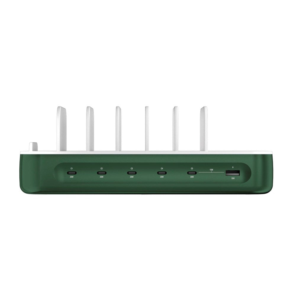 4smarts Ladestation m. 9 Opladningsmuligheder - 5x USB-C Kabel & 1x 4-i-1 Multikabel - 100W - Grøn