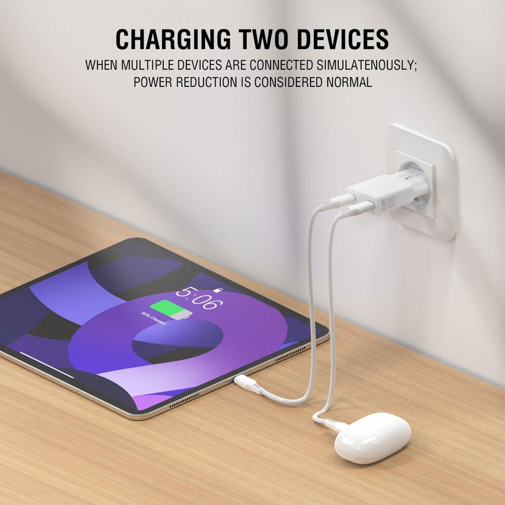 4smarts PDPlug Slim 30W Vægoplader m. 2 x USB-C - Hvid