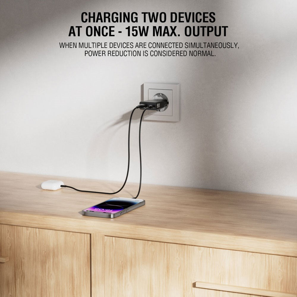 4smarts PDPlug Slim 30W Vægoplader m. 1 x USB-C 1 x USB-A - Sort