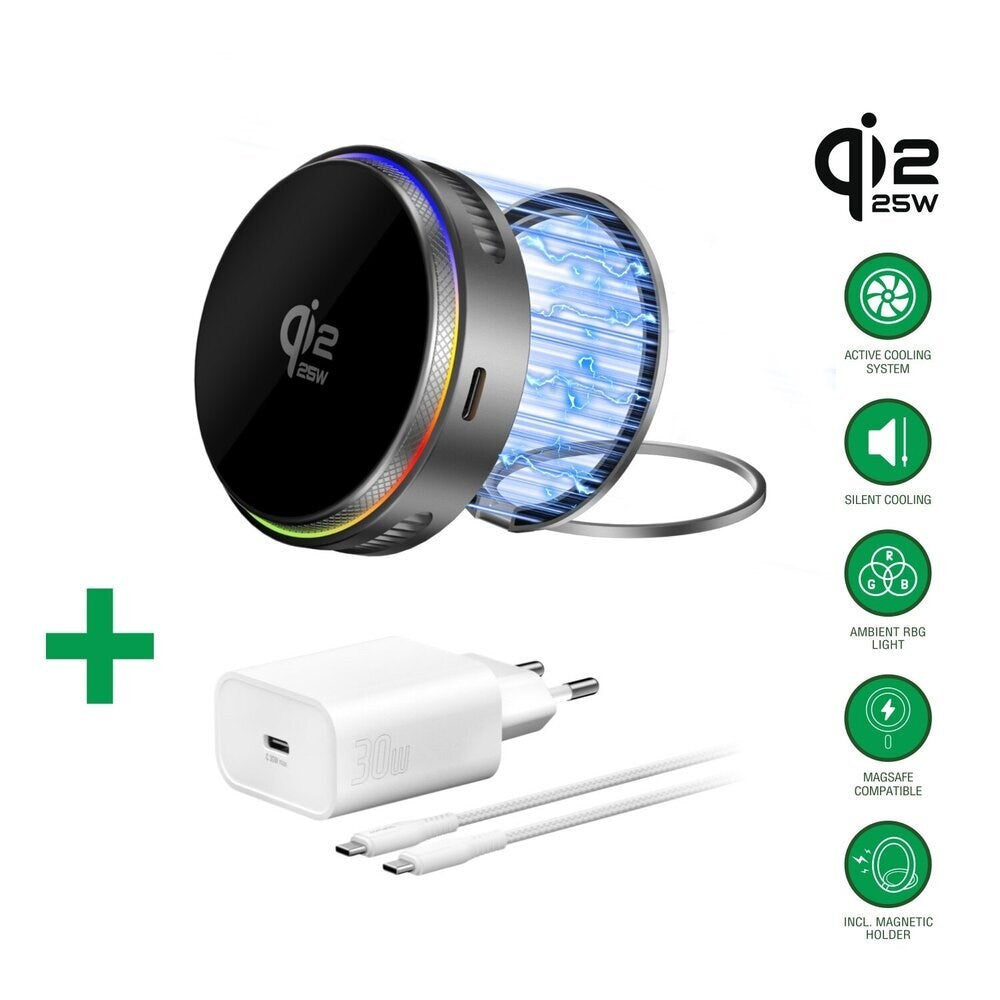 4smarts Opladningssæt - MagSafe Oplader & Vægoplader & Kabel - Hvid