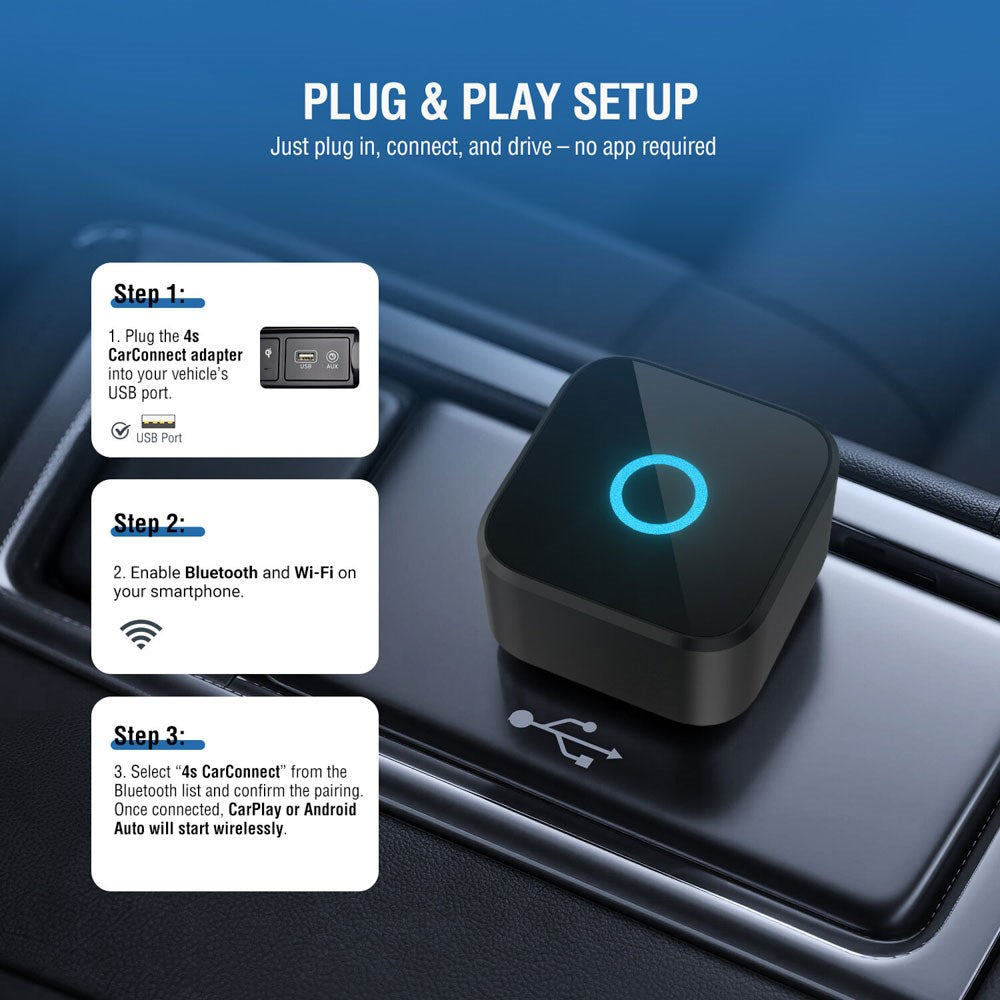 4smarts 2-i-1 Trådløs Adapter til Apple CarPlay & Android Auto - Sort