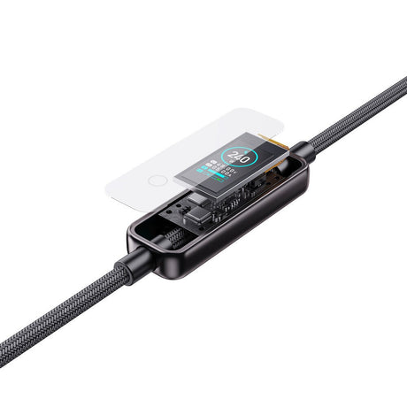 4smarts ScreenCord 240W USB-C til USB-C Kabel m. Indbygget Display - 1.2m - Sort