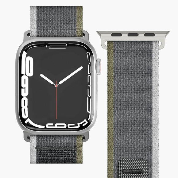Apple Watch (38/40/SE/41/42mm) Vonmählen Trekking Loop Nylon Rem - Grå / Grøn