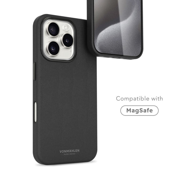 Vonmählen iPhone 16 Pro Max Like Leather Cover - MagSafe Kompatibel - Black