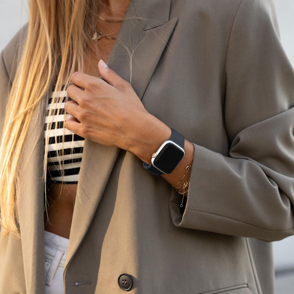 Apple Watch (42/44/SE/45/46/49mm) Vonmählen Classic Band 2 Genanvendt Silikone Rem - Mørkeblå