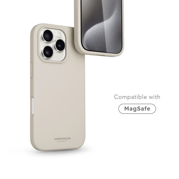 Vonmählen iPhone 16 Pro Eco Silikone Cover - MagSafe Kompatibel - Cream