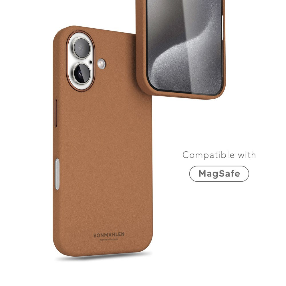 Vonmählen iPhone 16 Like Leather Cover - MagSafe Kompatibel - Brown