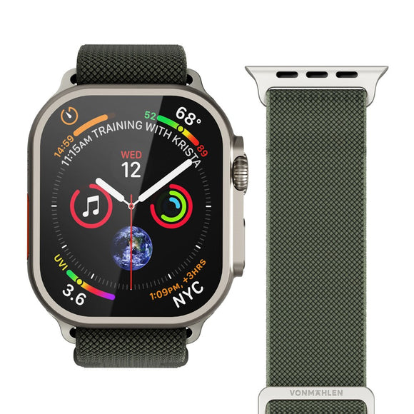 Apple Watch (38/40/SE/41/42mm) Vonmählen Classic Nylon Loop Rem - Olive