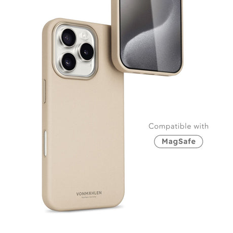 Vonmählen iPhone 16 Pro Max Like Leather Cover - MagSafe Kompatibel - Cream