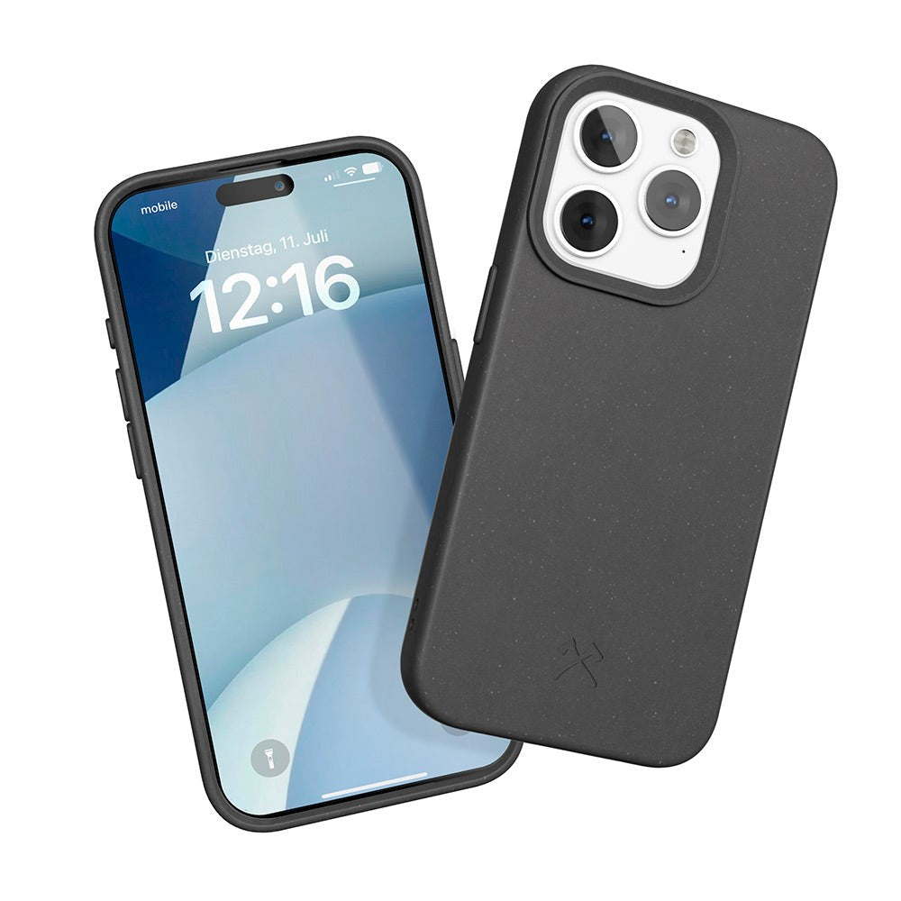 iPhone 15 Pro Woodcessories Bio Cover - 100% Plantebaseret - MagSafe Kompatibel - Sort
