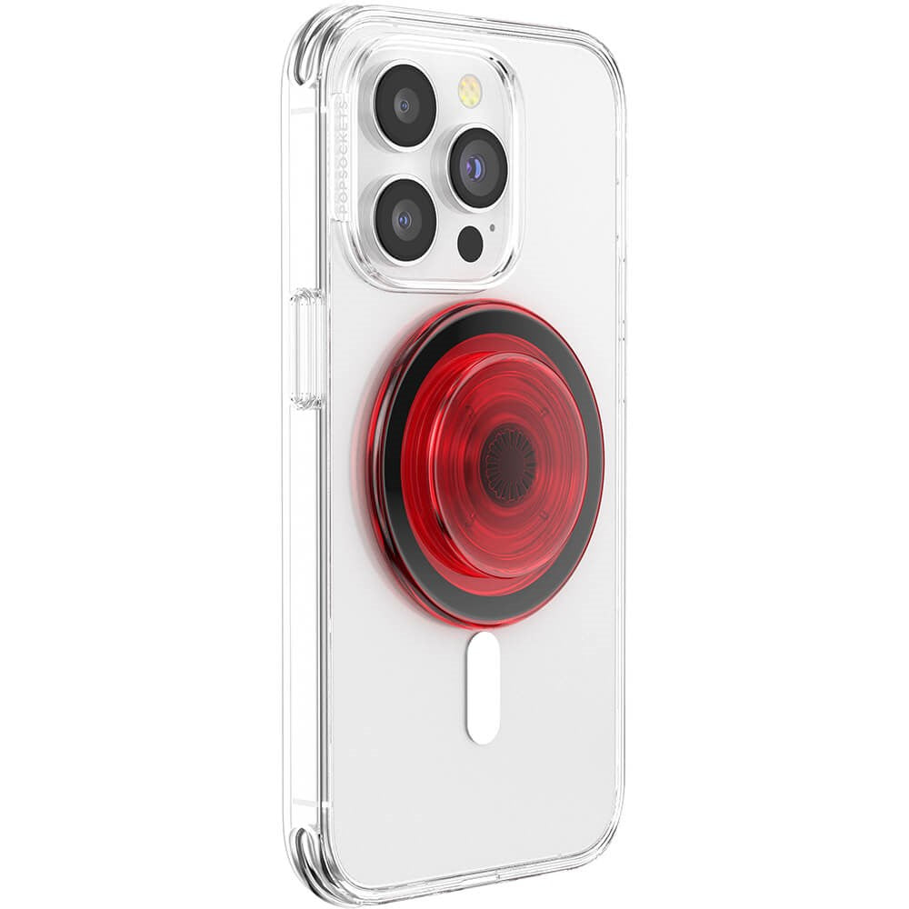 POPSOCKETS PopGrip Danger Red Translucent MagSafe Aftageligt Greb m. Standerfunktion