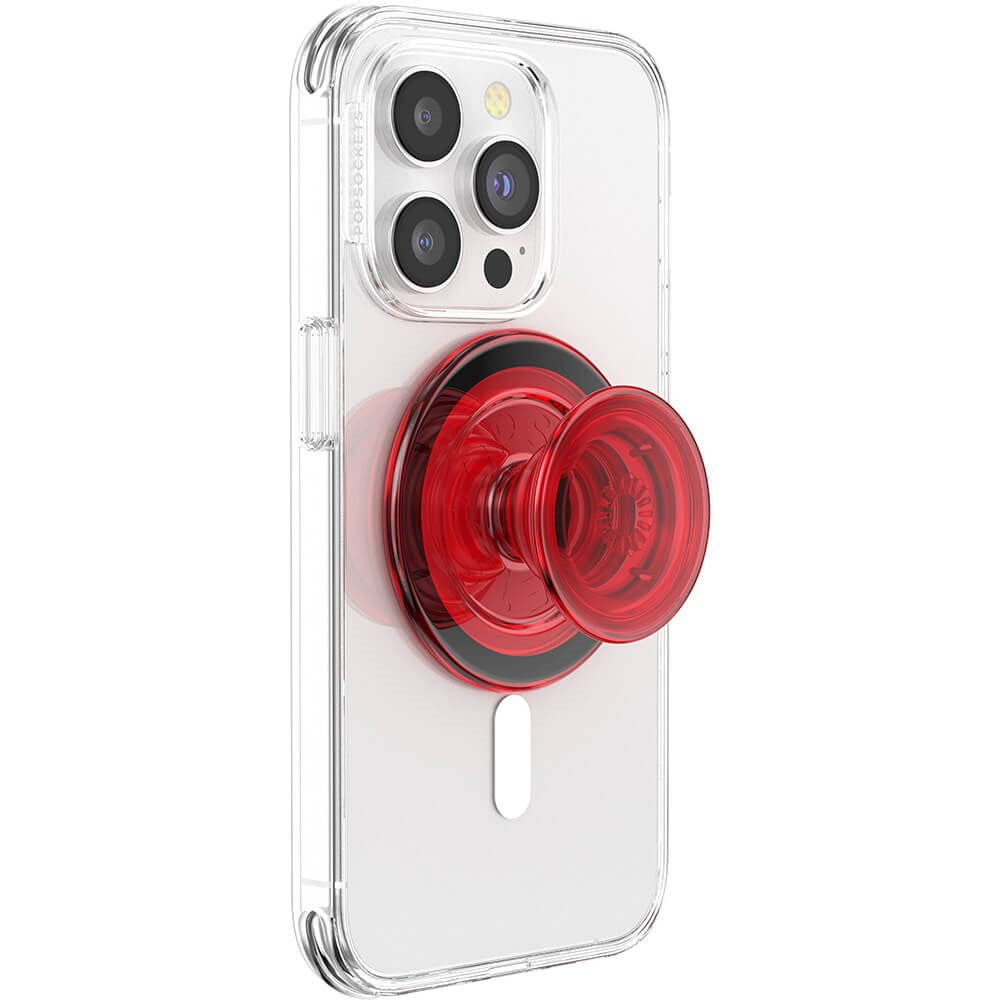 POPSOCKETS PopGrip Danger Red Translucent MagSafe Aftageligt Greb m. Standerfunktion