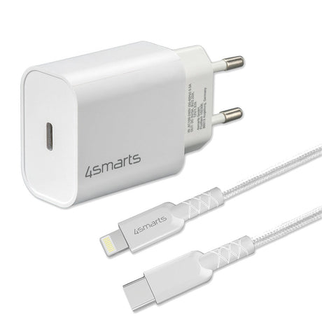 4smarts VoltPlug PD 20W USB-C Vægoplader m. Lightning Kabel - Hvid