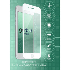 iPhone 8 Plus / 7 Plus / 6(s) Plus Garbot 3D Perfect Fit Skærmbeskyttelse - Case Friendly - Gennemsigtig / Hvid Kant