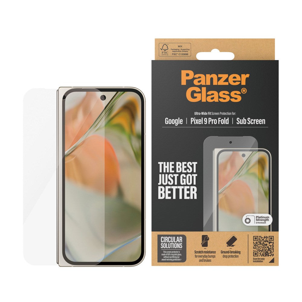 PanzerGlass Google Pixel 9 Pro Fold Ultra-Wide Fit Skærmbeskyttelsesglas - Gennemsigtig
