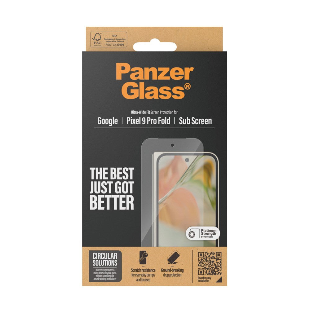 PanzerGlass Google Pixel 9 Pro Fold Ultra-Wide Fit Skærmbeskyttelsesglas - Gennemsigtig
