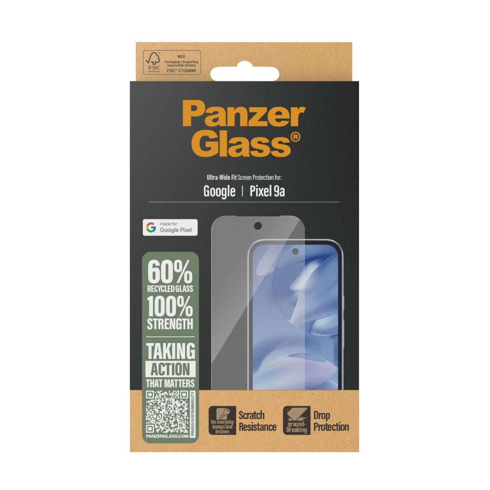 Google Pixel 9a PanzerGlass Ultra Wide Fit Skærmbeskyttelse - Gennemsigtig