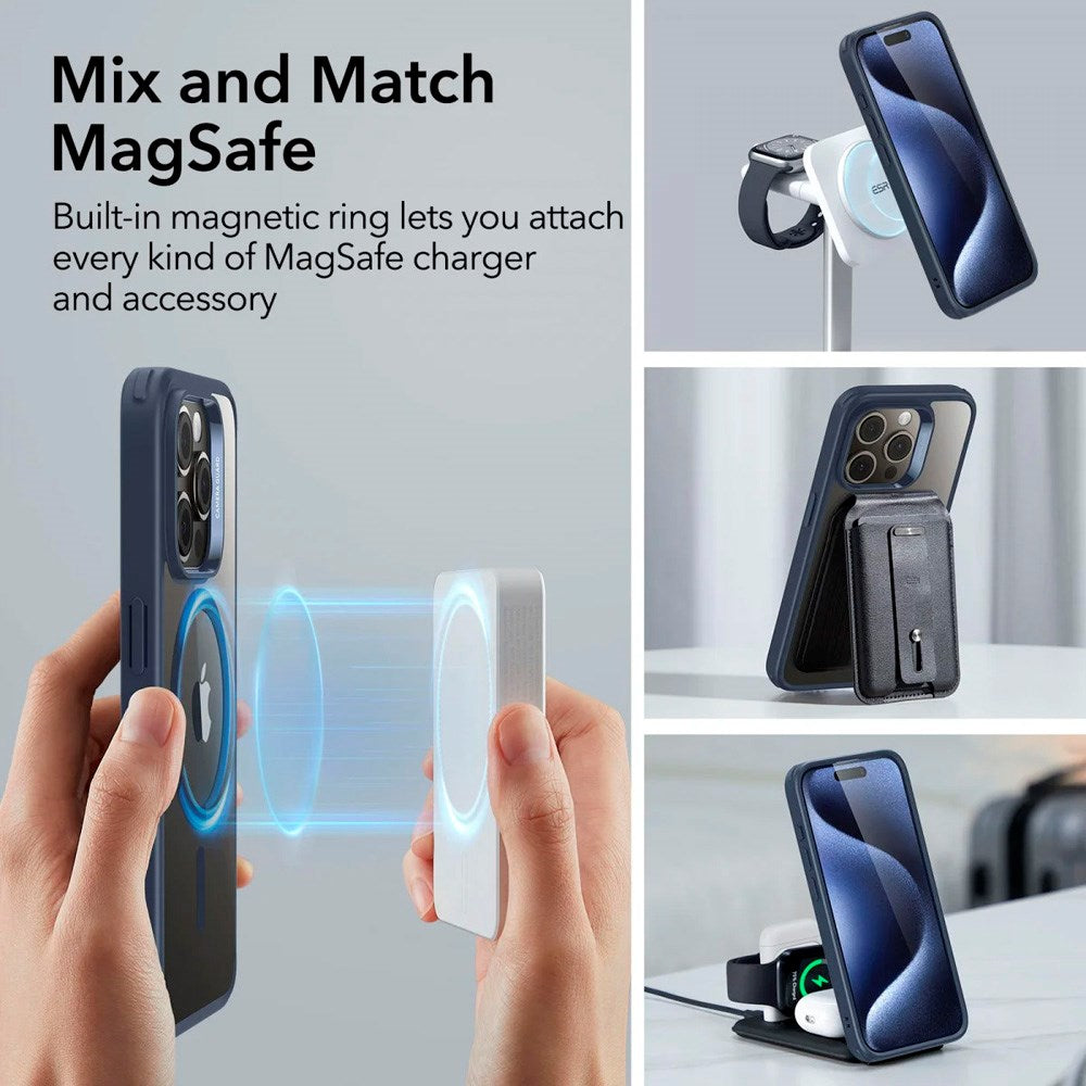 ESR iPhone 15 Pro Classic Hybrid Cover - MagSafe Kompatibel - Gennemsigtig / Blå