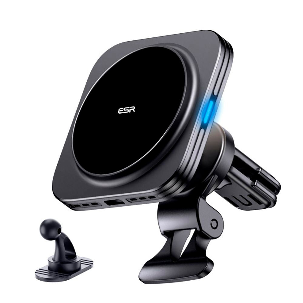 ESR Halolock Q-i-2 Magnetisk Mobilholder til Bil m. 15W Trådløs Opladning - MagSafe Kompatibel - Sort