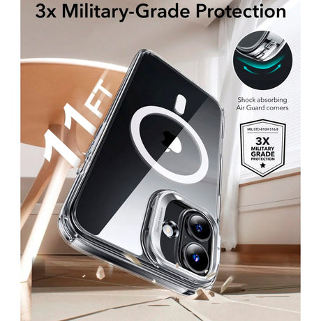 ESR iPhone 16 Classic Hybrid Cover m. Kickstand - MagSafe Kompatibel - Gennemsigtig