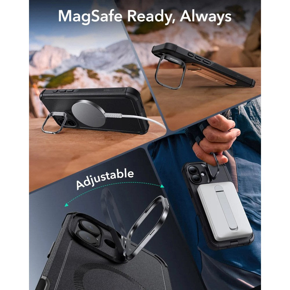ESR iPhone 16 Cyber Armor Cover m. Kickstand - MagSafe Kompatibel - Sort