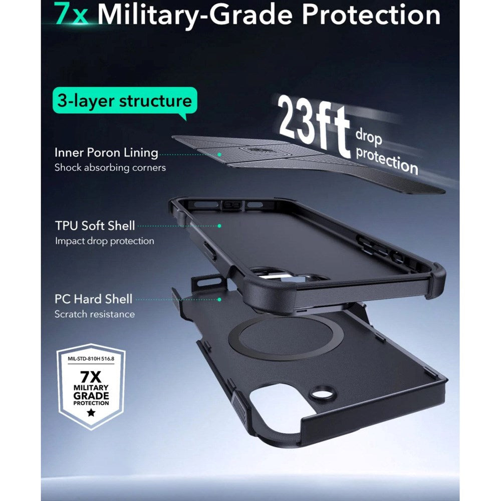 ESR iPhone 16 Cyber Armor Cover m. Kickstand - MagSafe Kompatibel - Sort