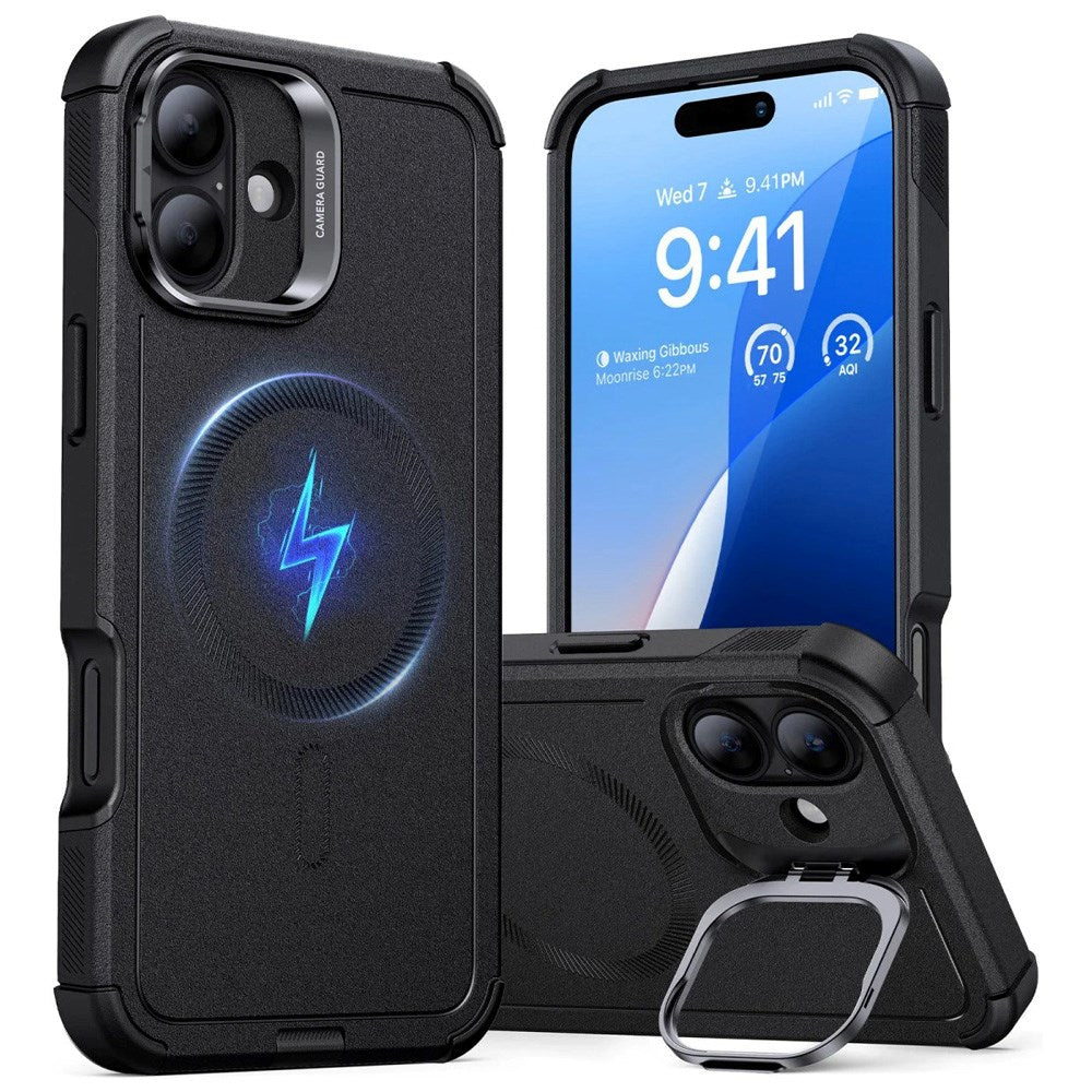 ESR iPhone 16 Cyber Armor Cover m. Kickstand - MagSafe Kompatibel - Sort