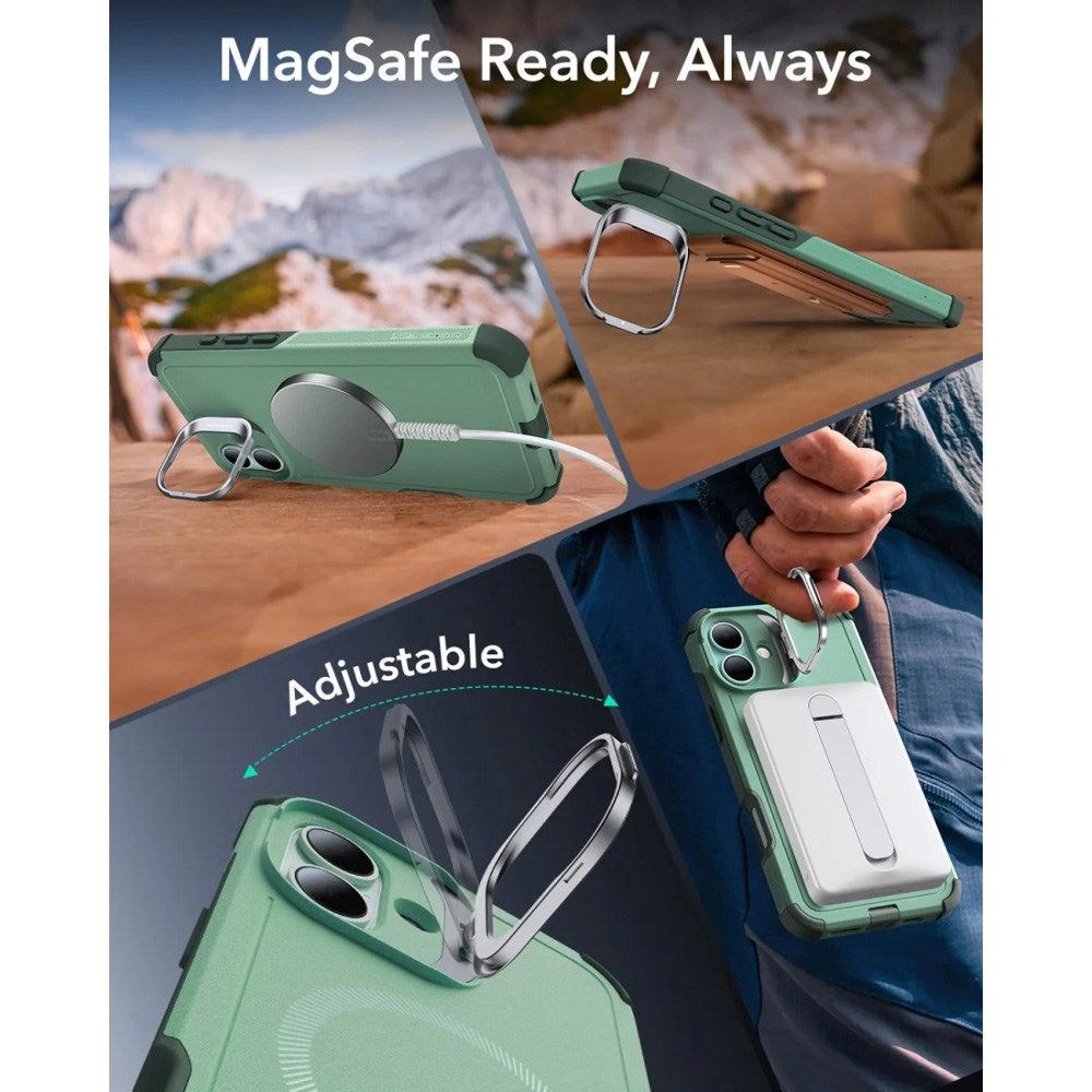 ESR iPhone 16 Cyber Armor Cover m. Kickstand - MagSafe Kompatibel - Grøn