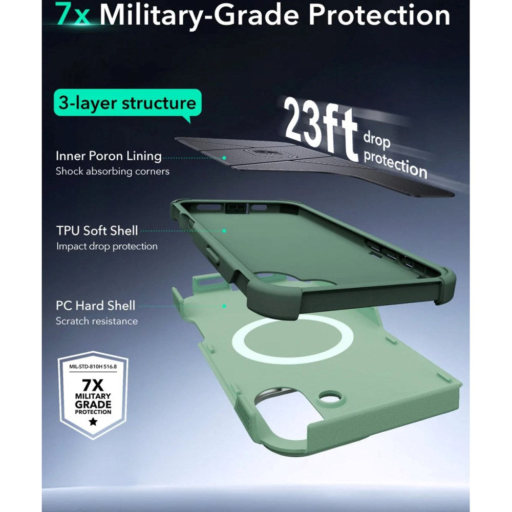 ESR iPhone 16 Cyber Armor Cover m. Kickstand - MagSafe Kompatibel - Grøn