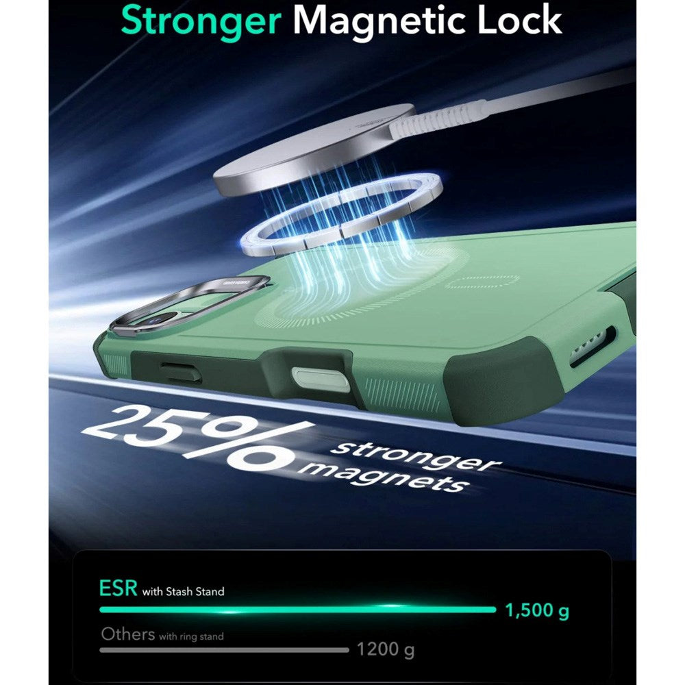 ESR iPhone 16 Cyber Armor Cover m. Kickstand - MagSafe Kompatibel - Grøn