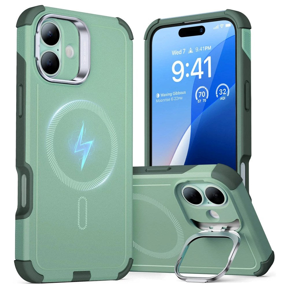 ESR iPhone 16 Cyber Armor Cover m. Kickstand - MagSafe Kompatibel - Grøn
