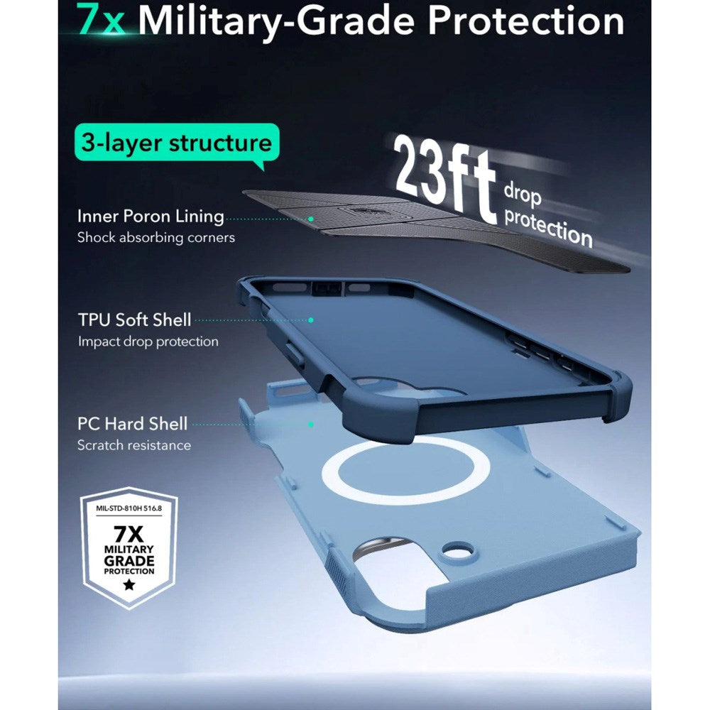ESR iPhone 16 Cyber Armor Cover m. Kickstand - MagSafe Kompatibel - Blå