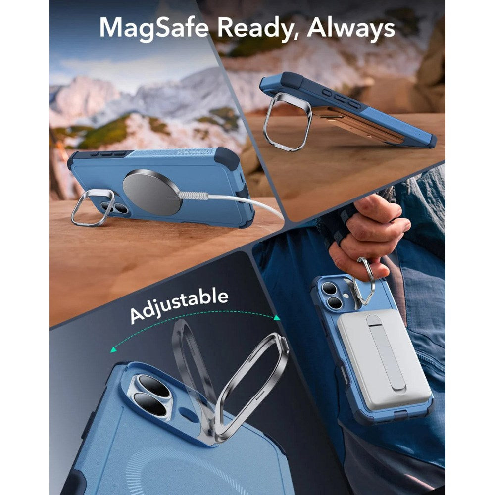 ESR iPhone 16 Cyber Armor Cover m. Kickstand - MagSafe Kompatibel - Blå