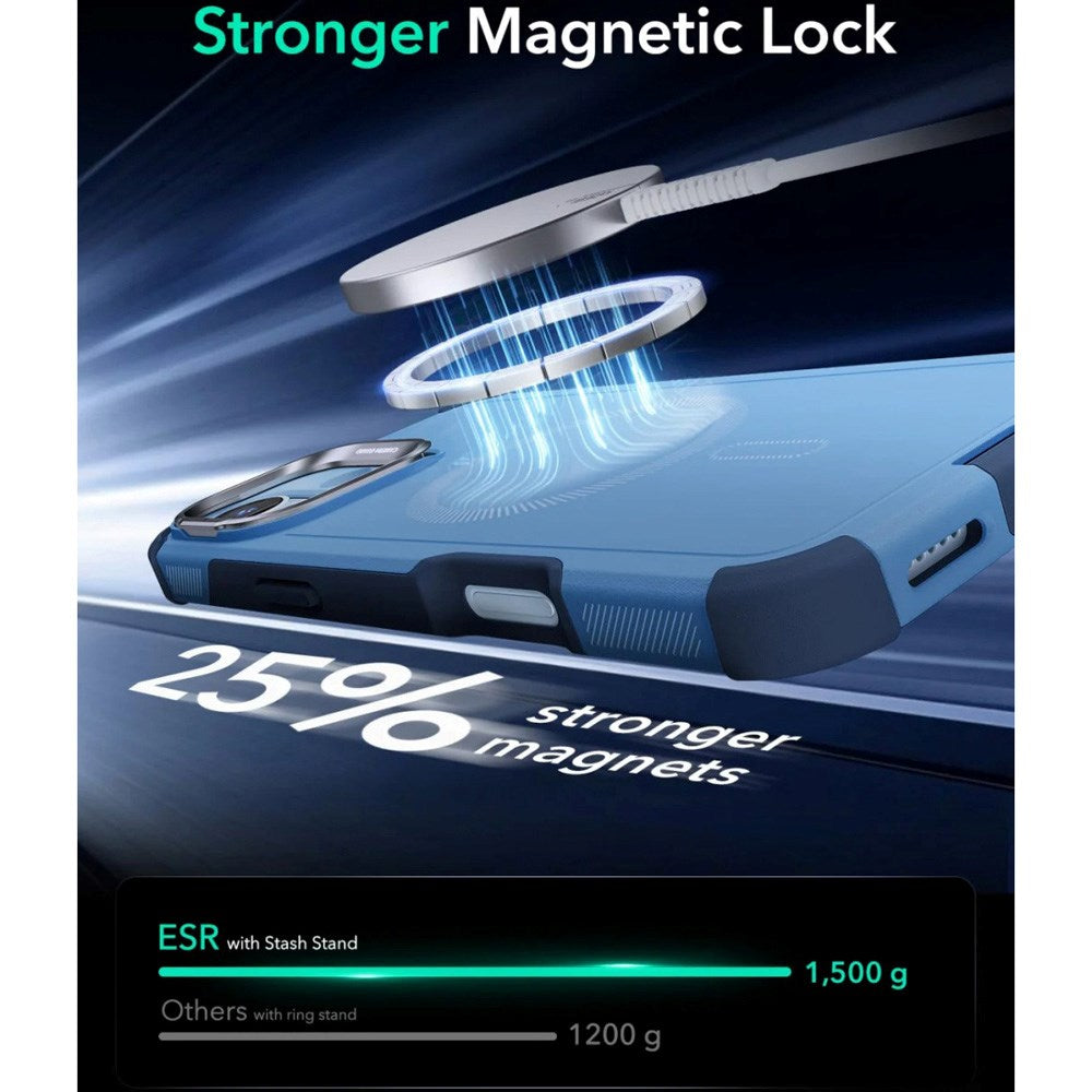 ESR iPhone 16 Cyber Armor Cover m. Kickstand - MagSafe Kompatibel - Blå