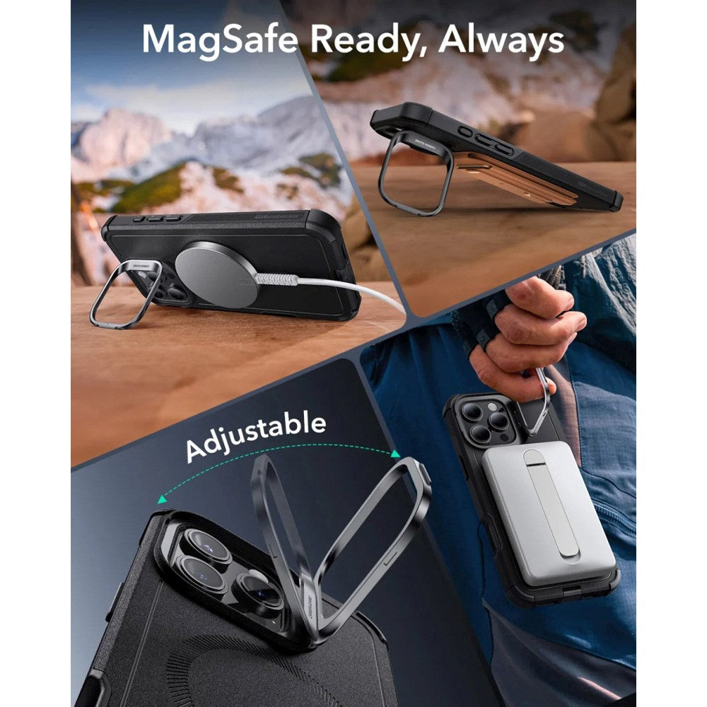 ESR iPhone 16 Pro Cyber Armor Cover m. Kickstand - MagSafe Kompatibel - Sort