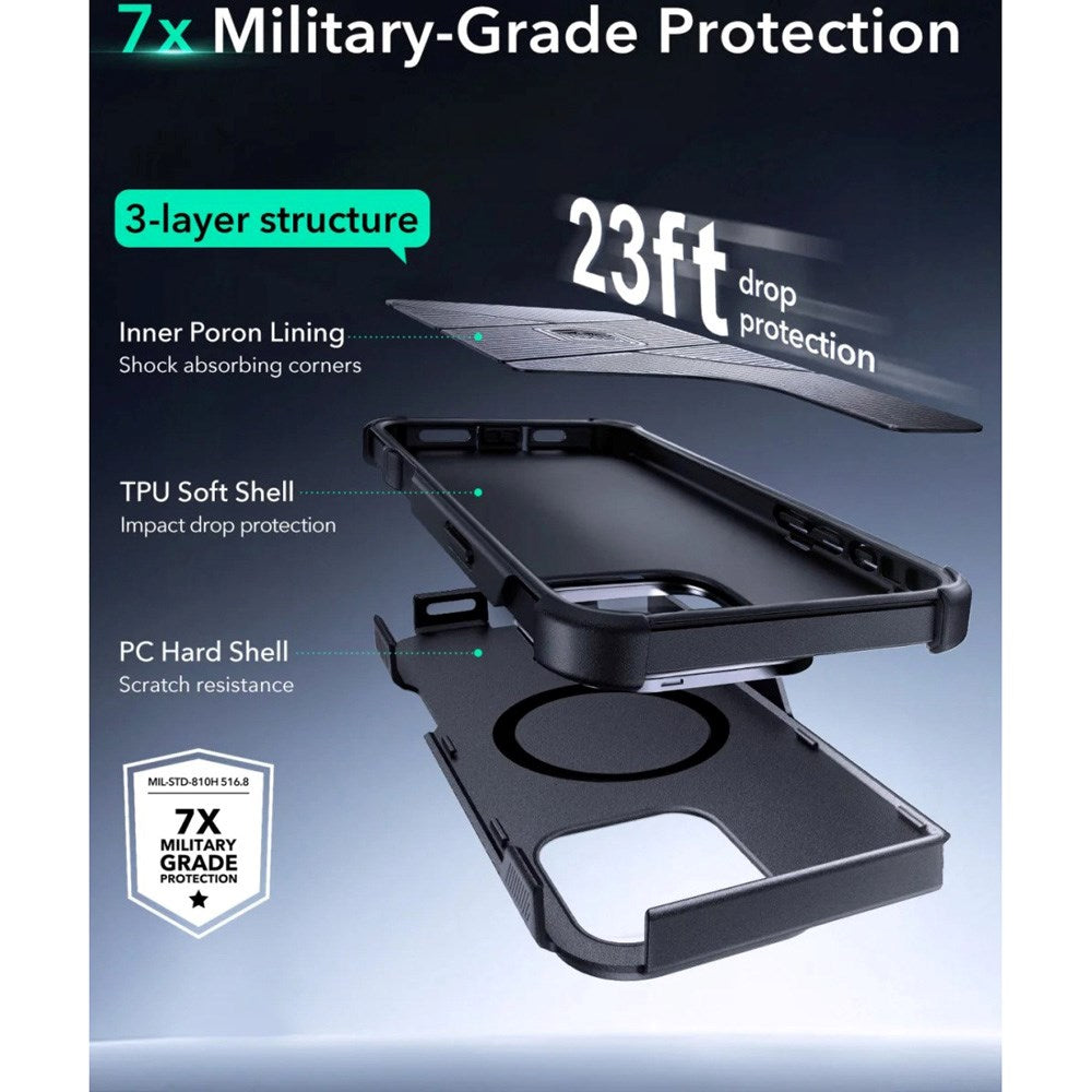 ESR iPhone 16 Pro Cyber Armor Cover m. Kickstand - MagSafe Kompatibel - Sort