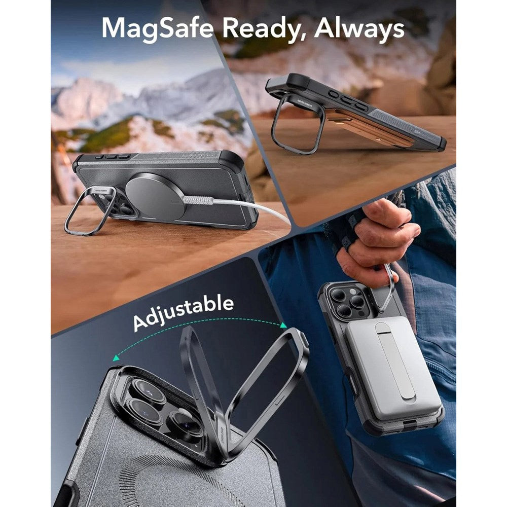 ESR iPhone 16 Pro Cyber Armor Cover m. Kickstand - MagSafe Kompatibel - Grå
