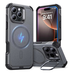 ESR iPhone 16 Pro Cyber Armor Cover m. Kickstand - MagSafe Kompatibel - Grå