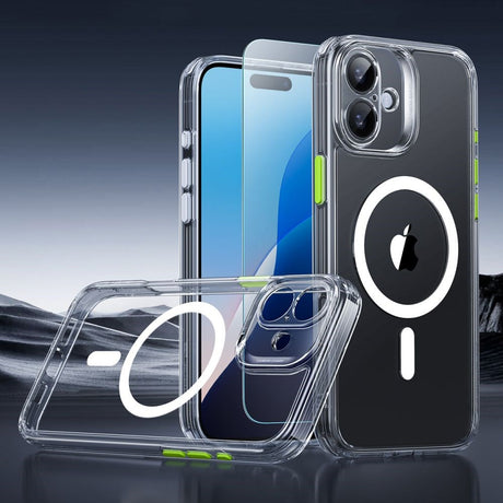 iPhone 16 ESR Classic Pro Set HaloLock m. Bagside Cover & Beskyttelsesglas - MagSafe Kompatibel - Gennemsigtig