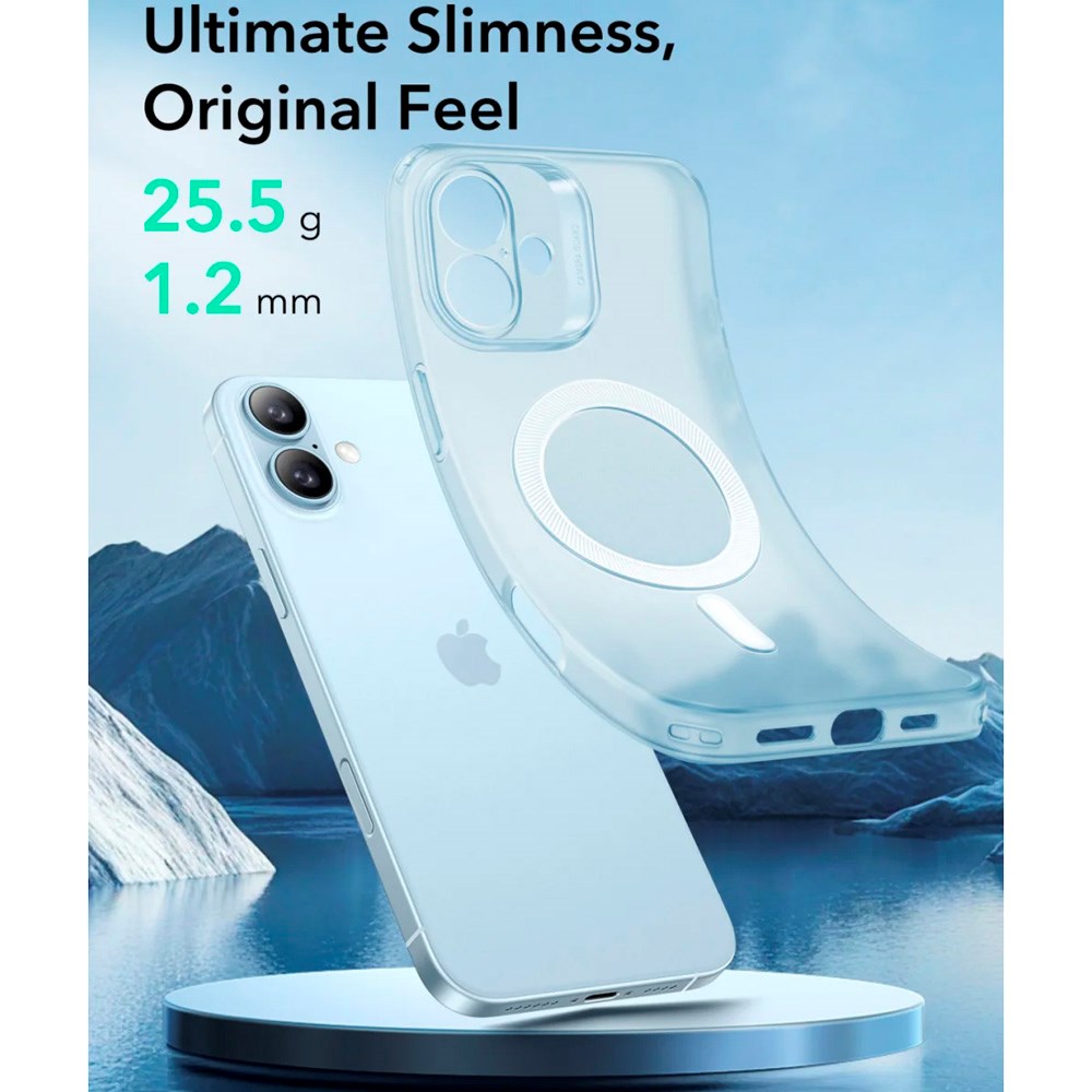 ESR iPhone 16 Zero Clear Fleksibelt Plastik Cover - MagSafe Kompatibel - Mat Blå