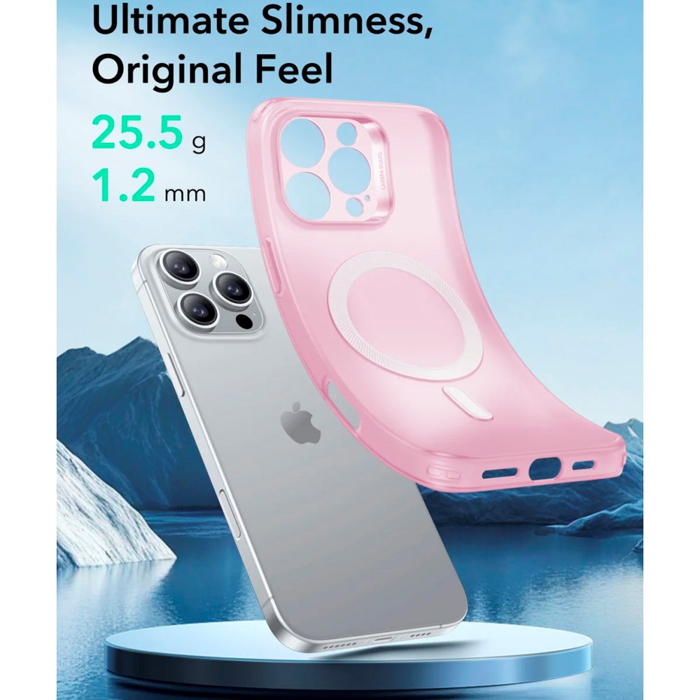 ESR iPhone 16 Pro Zero Clear Fleksibelt Plastik Cover - MagSafe Kompatibel - Mat Lyserød