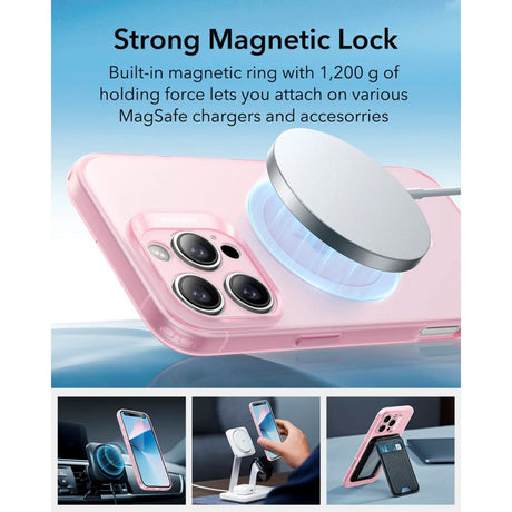 ESR iPhone 16 Pro Zero Clear Fleksibelt Plastik Cover - MagSafe Kompatibel - Mat Lyserød